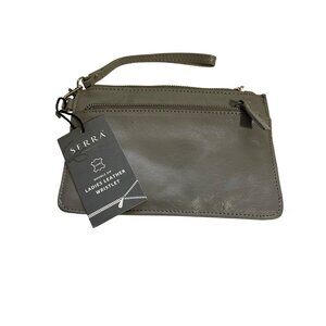 Ladies Leather Wristlet By Serra With Double Zip & Pocket Compartments